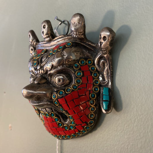 Chinese Red & Green Metal Mask UNIQUE FINDS