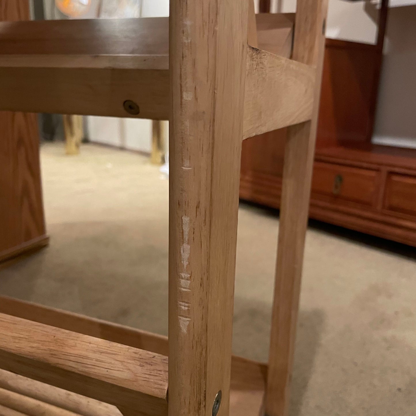 Blond Wood with Green Painted Top Bookshelf