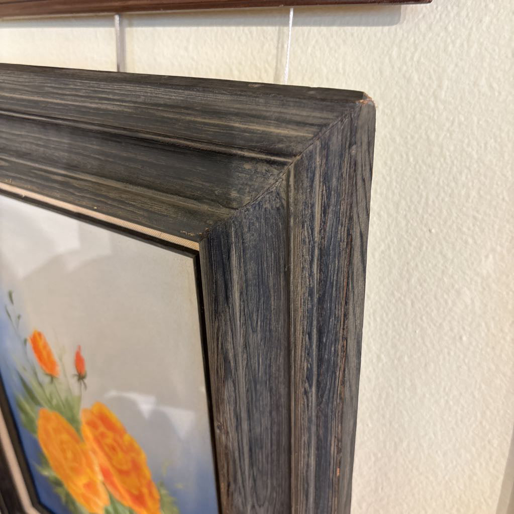 Orange Flower Signed Oil Painting