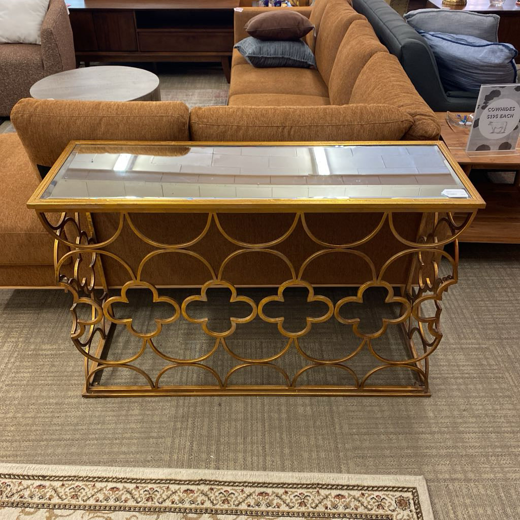 Gold Mirror Top Radiator Console Table