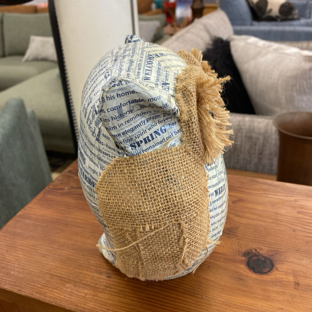Burlap & Paper Mache Owl