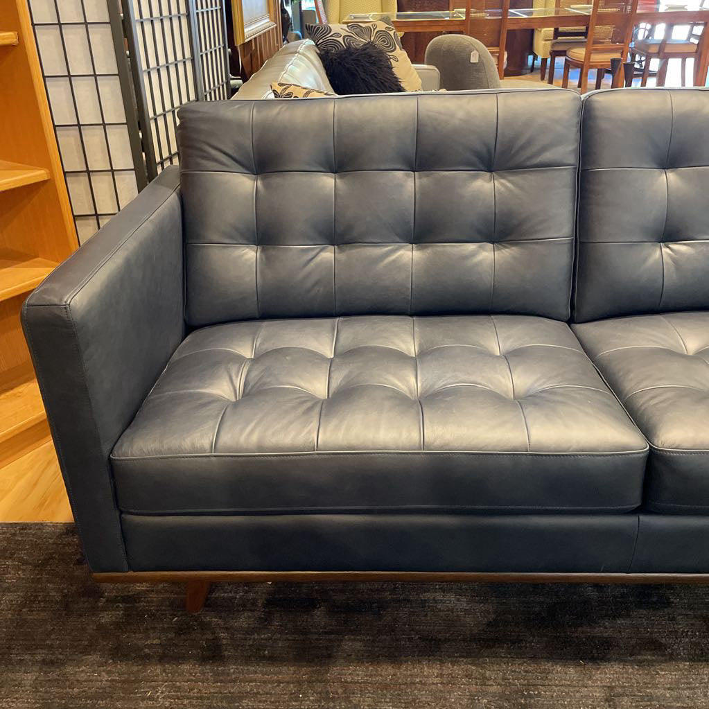 Edith Blue Leather Sofa