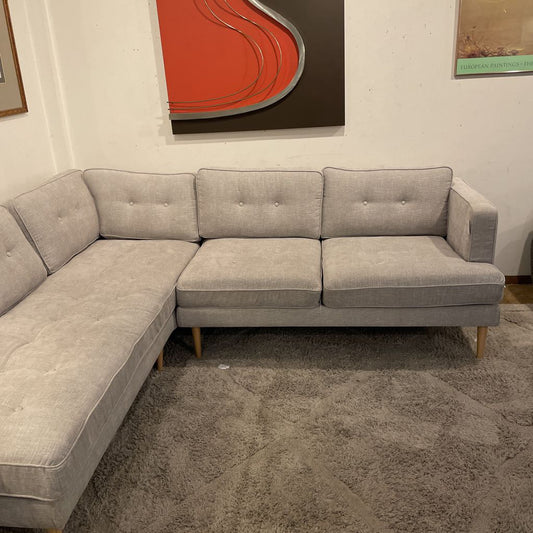 Silver Tufted LAF Sectional U SECTIONALS LAF
