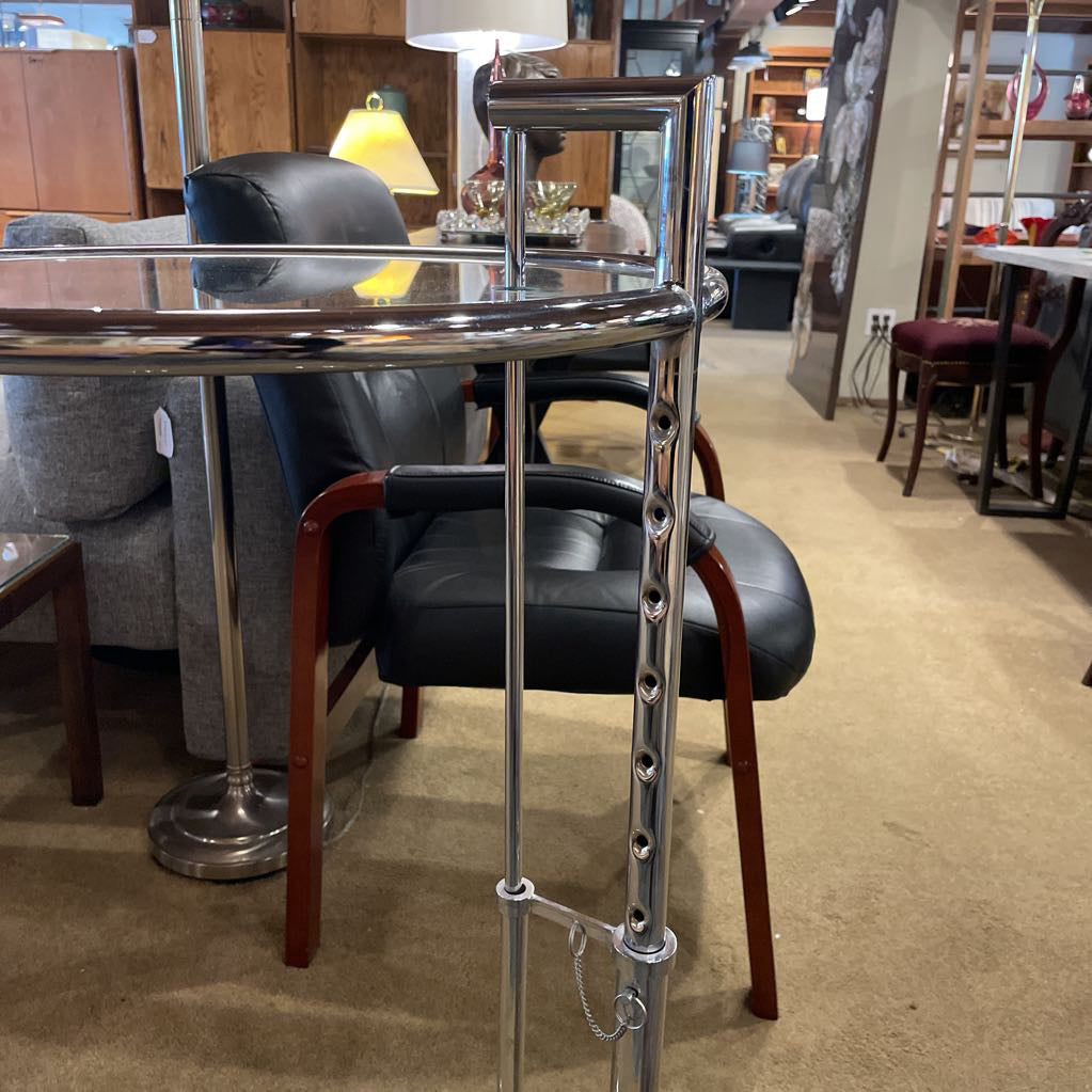 Chrome Tubular Eileen Grey Style Glass Top Side Table
