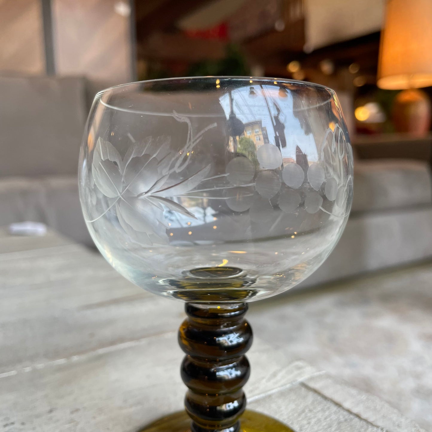 Grape Vines Bubble Stem Wine Glass Set of 5