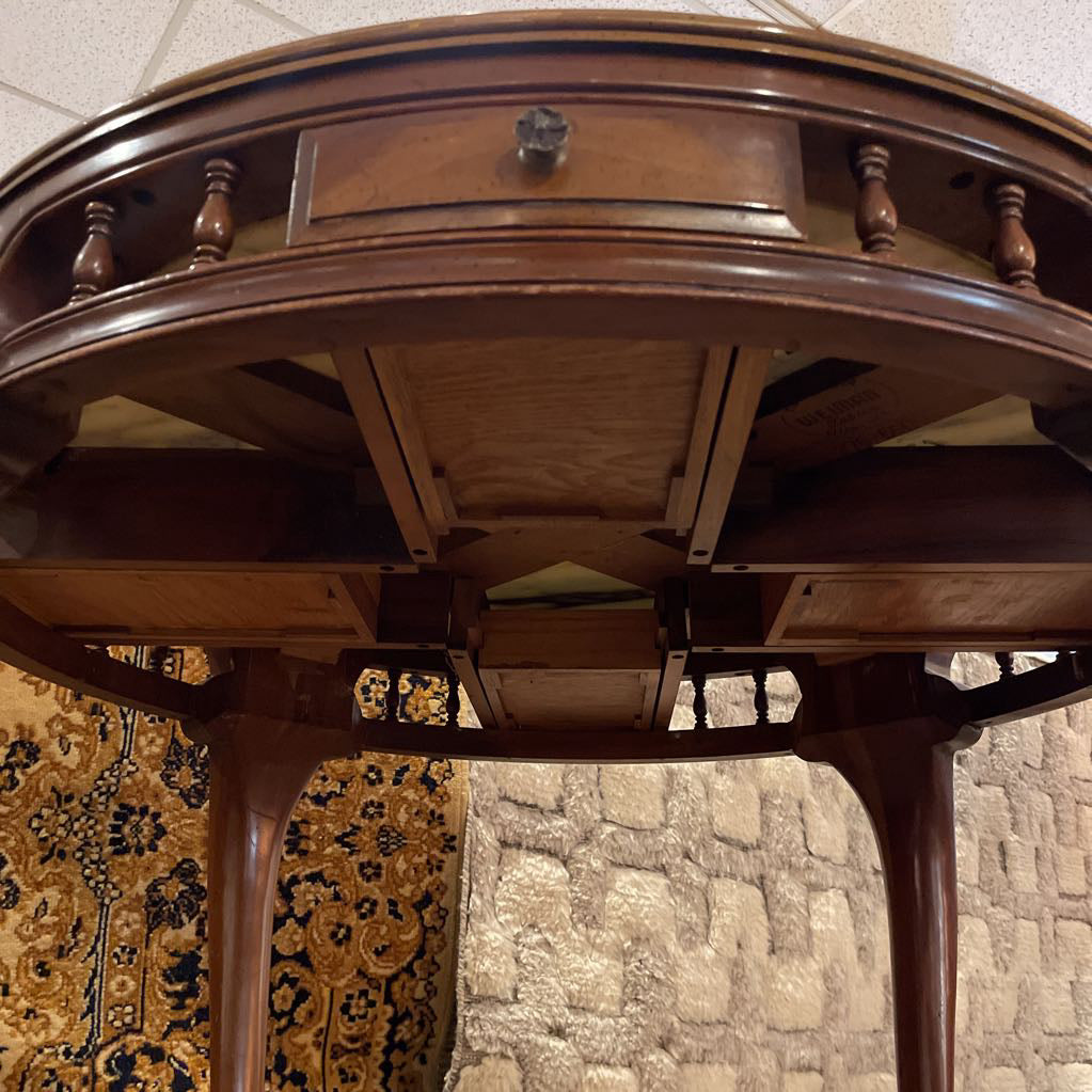 Carved Wood Marble Top Parlor Table C SIDE TABLES