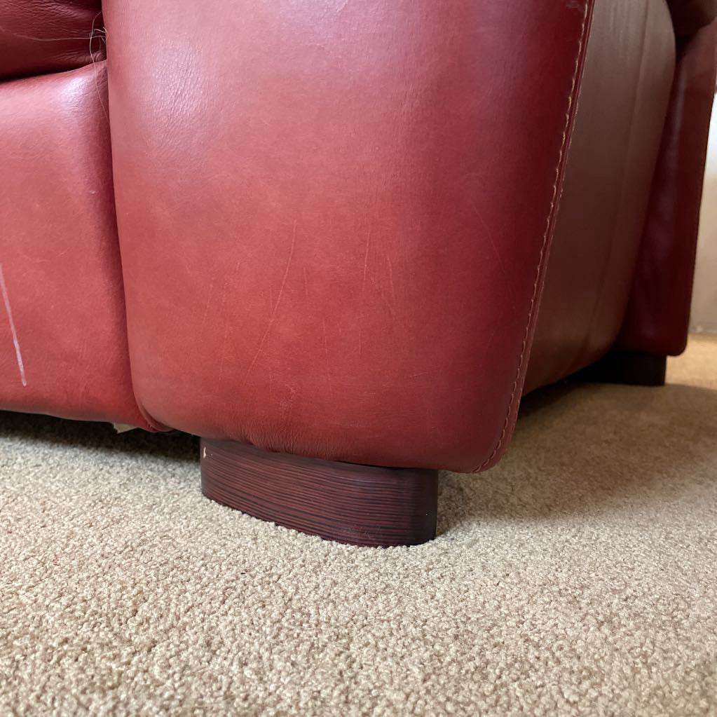 Red Leather Seat and a Half U ACCENT CHAIRS