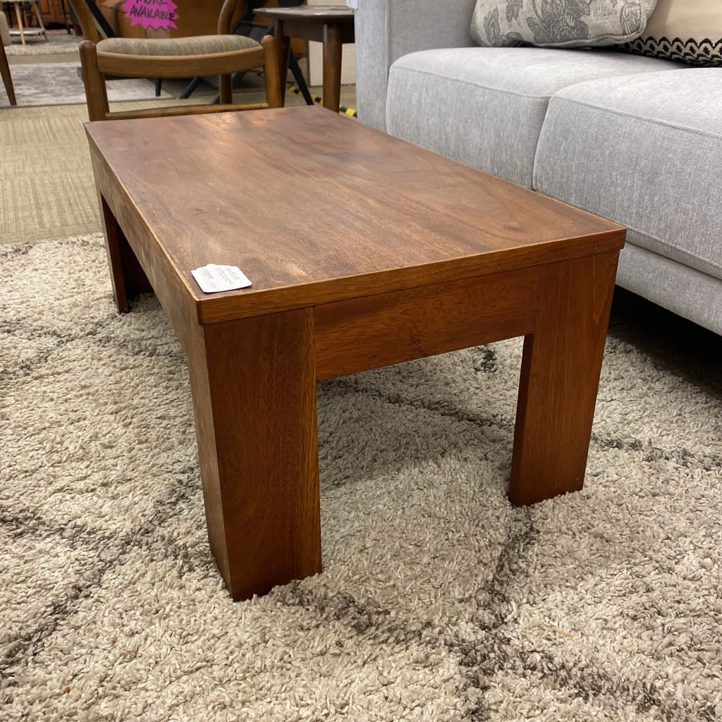 Small Blocky Hardwood Vintage Coffee Table (AS IS)