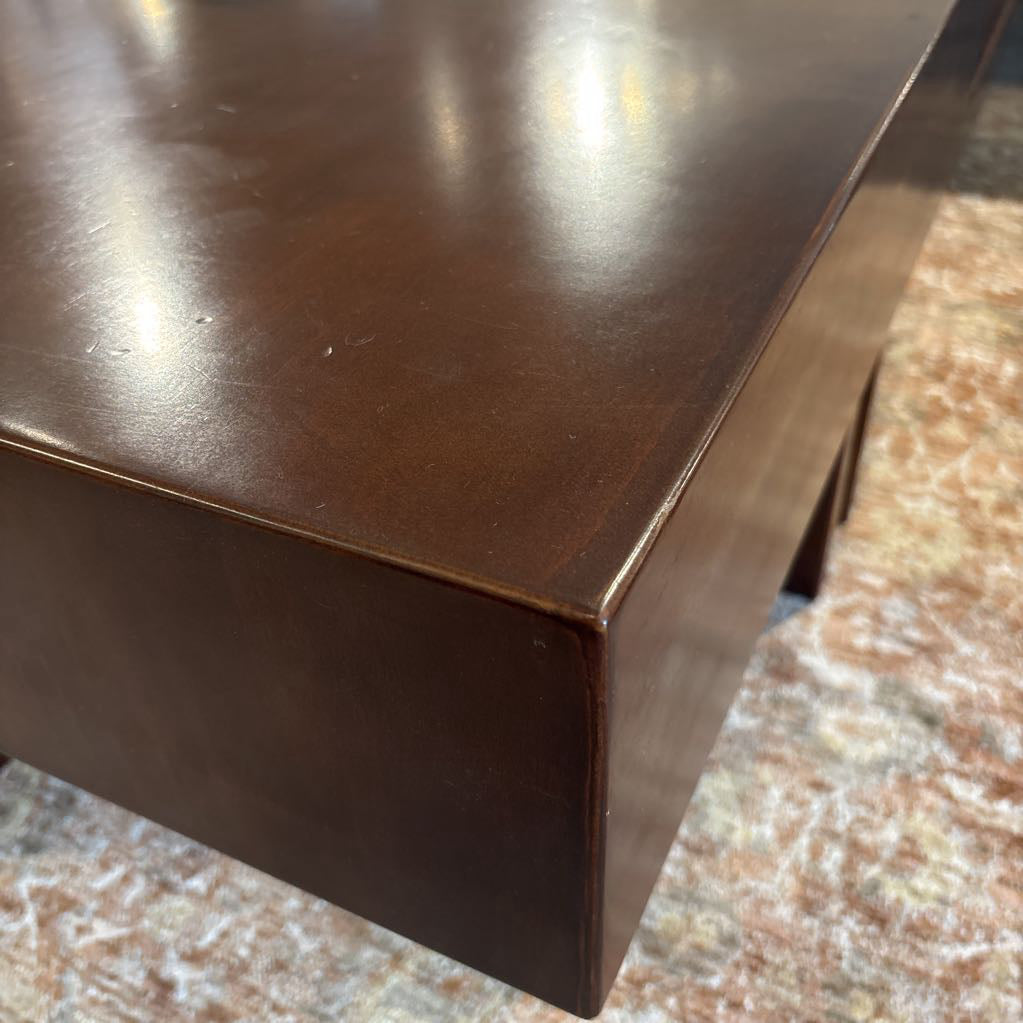 Modern Dark Wood Square Coffee Table