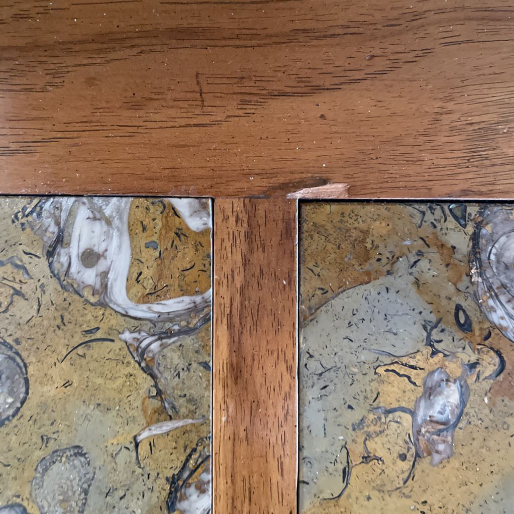 Tri Tile Oak Side Table w/ Sliding Doors C SIDE TABLES