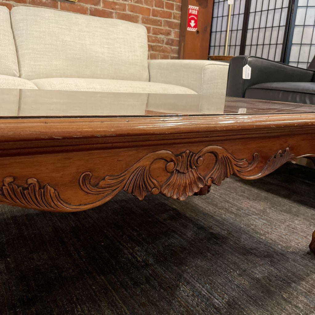Rectangular Wooden Coffee Table with Claw and Ball Feet