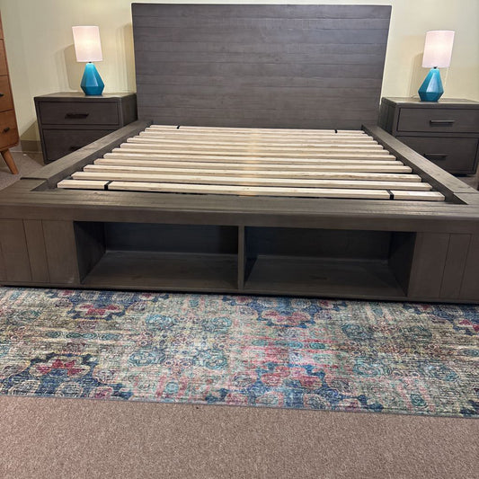 Solid Wood Rustic Storage Platform Queen Bedframe C BED FRAMES