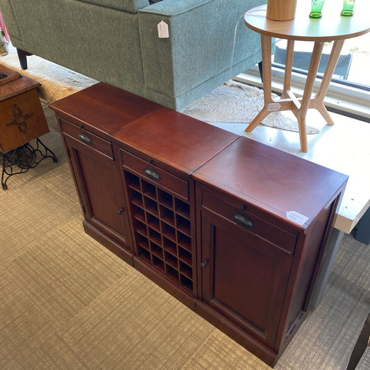 Warm Dark Wood 3PC Wine Cabinet (AS IS) C CABINETS