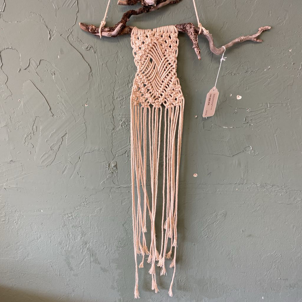 Rustic Driftwood Macrame Hanging Decor