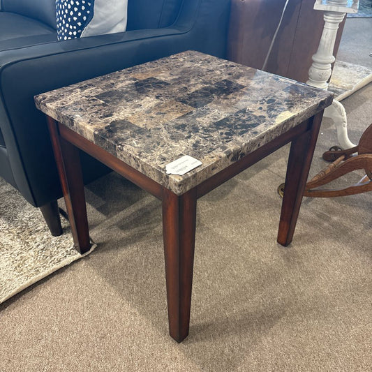 Faux Stone Top Square Side Table C SIDE TABLES