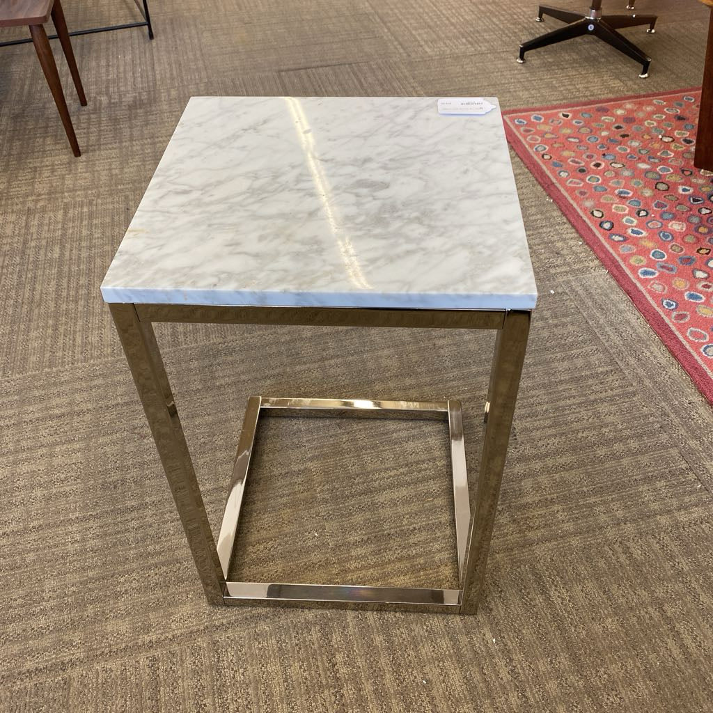 Marble Top Chrome Base C Table