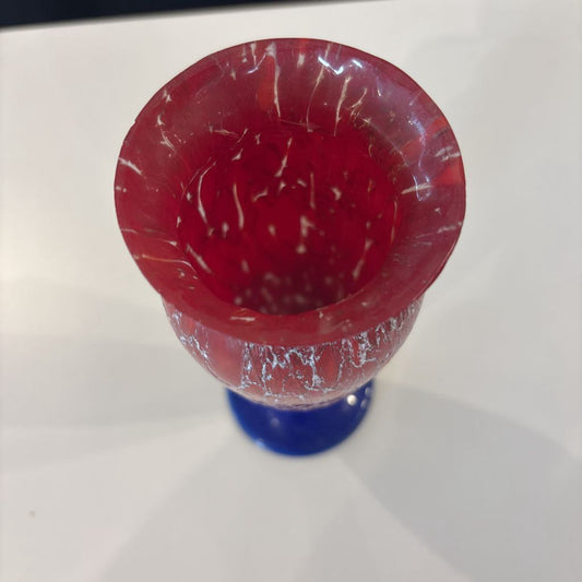 Red and Blue Art Glass Vase SMALLS