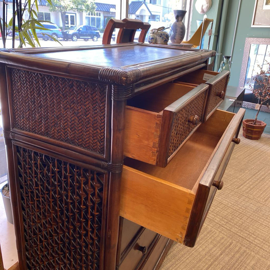 Rattan & Bamboo Accents Six Drawer Chest