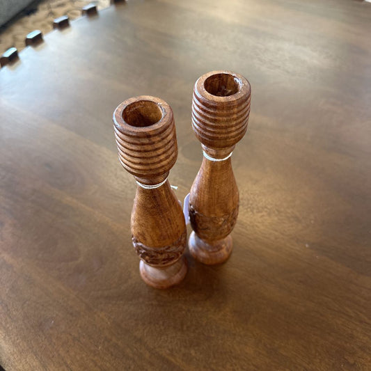 Turned and Carved Candle Stick Set SMALLS