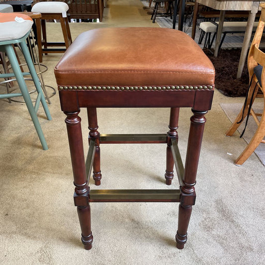 Frontgate Leather Studded Stool C STOOLS