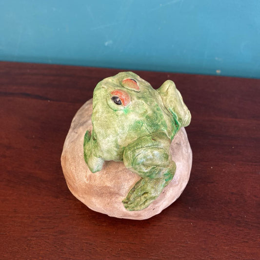 Signed CHRIS Whimsical Ceramic Frog UNIQUE FINDS