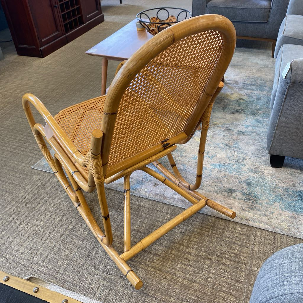Mid Century Bent Bamboo & Cane Rocker