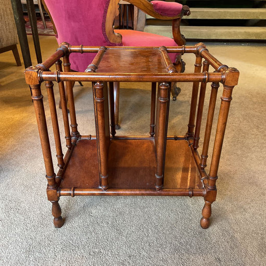 Vintage Faux Bamboo & Burled Wood Magazine Rack SMALLS