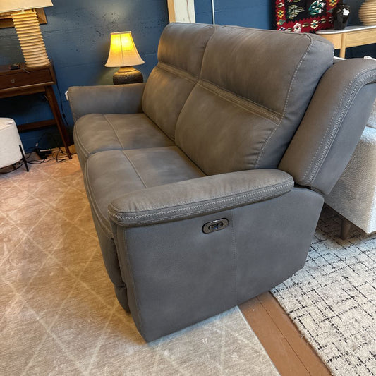 Grey Microsuede Power Loveseat U LOVESEATS