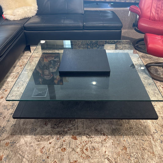Modern Black Glass Top Coffee Table Dania C COFFEE TABLES
