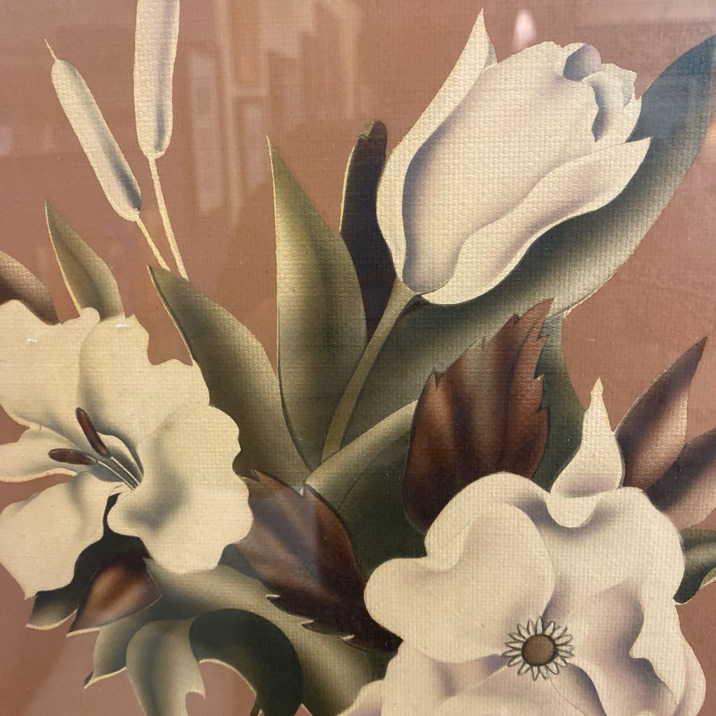Vintage Floral Still Life #2 w/Pink Frame