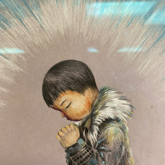 Vintage Inuit Praying Child Art ART