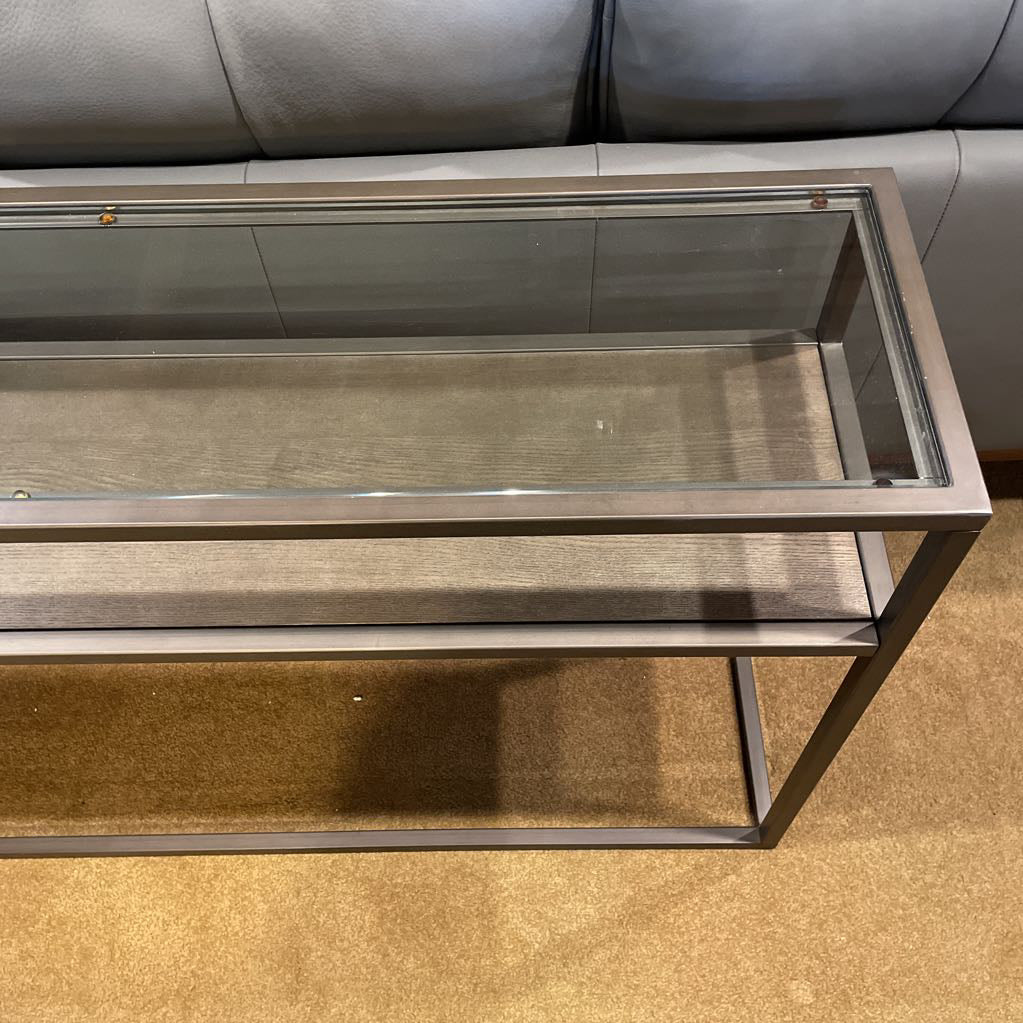 Crate & Barrel Metal Frame Glass Top Console
