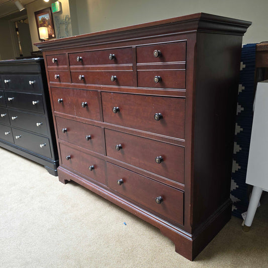 Mid-height Dark Wood 9 Drawer Dresser
