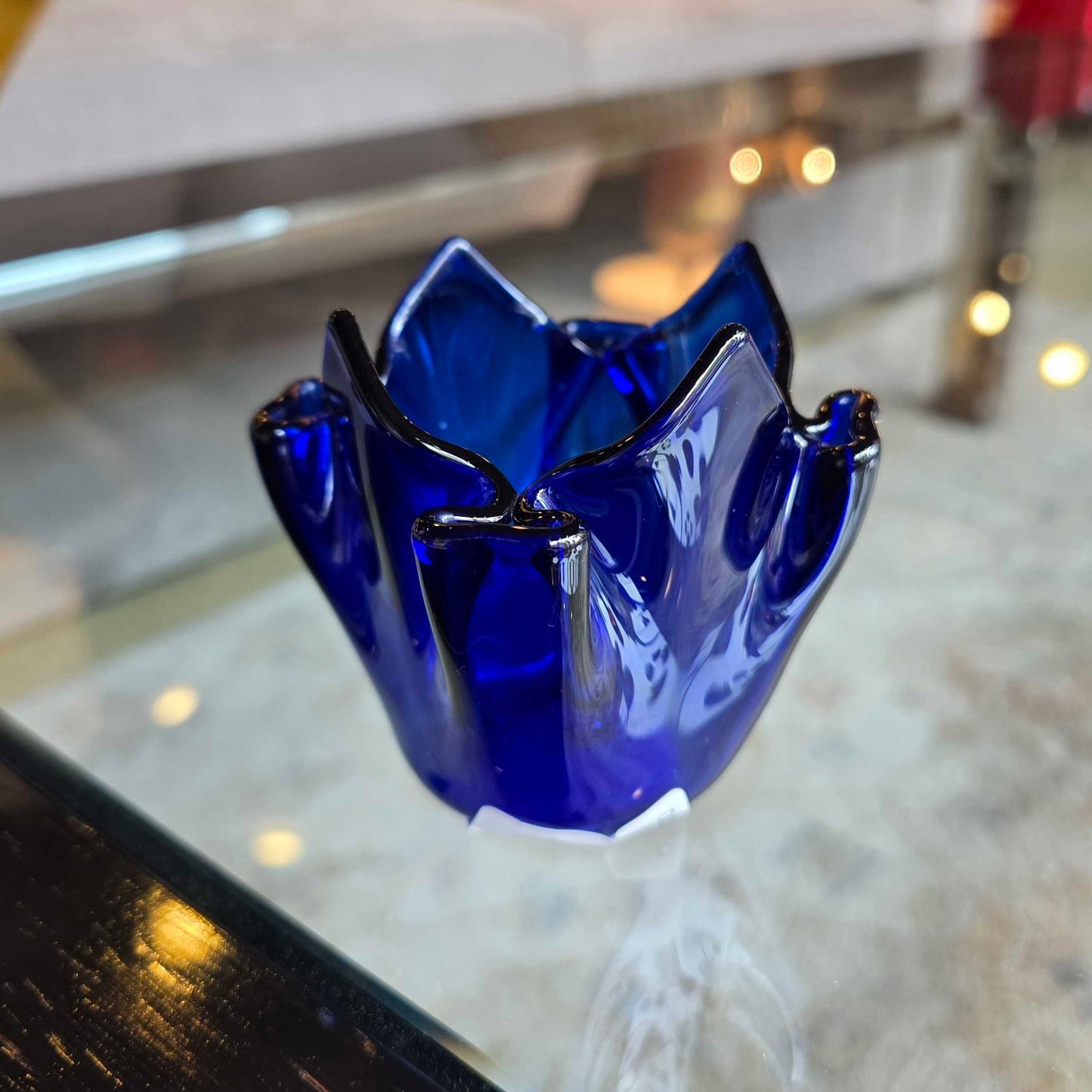 Deep Blue Glass with Pointy Rim Cup SMALLS