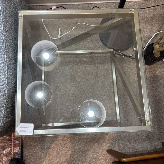 Modern Chrome Glass Top Side Table C SIDE TABLES
