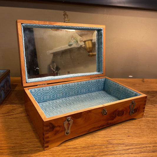Wood Trinket Box with Metal Top Detail Bars SMALLS