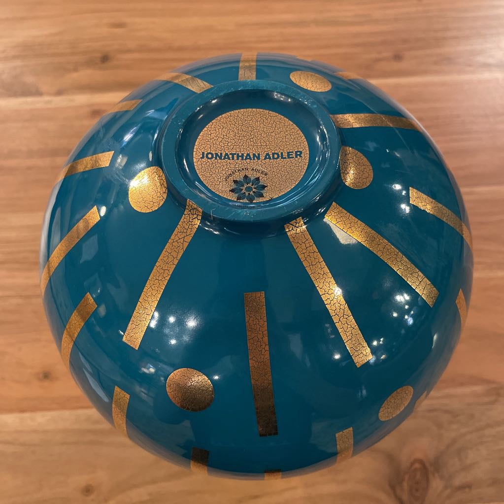 Jonathan Adler Round Teal with Dots & Lines Vase