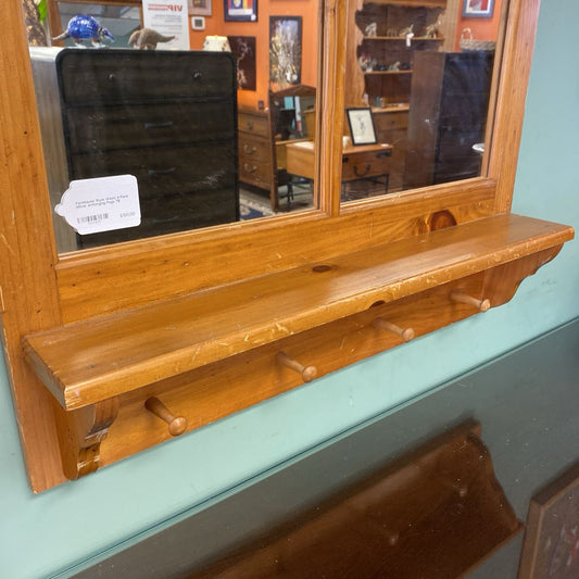 Farmhouse Style Wood 4-Pane Mirror w/Hanging Pegs C MIRRORS