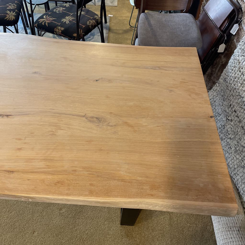 Raw Live Edge Dining Table w Black Metal Legs AS IS