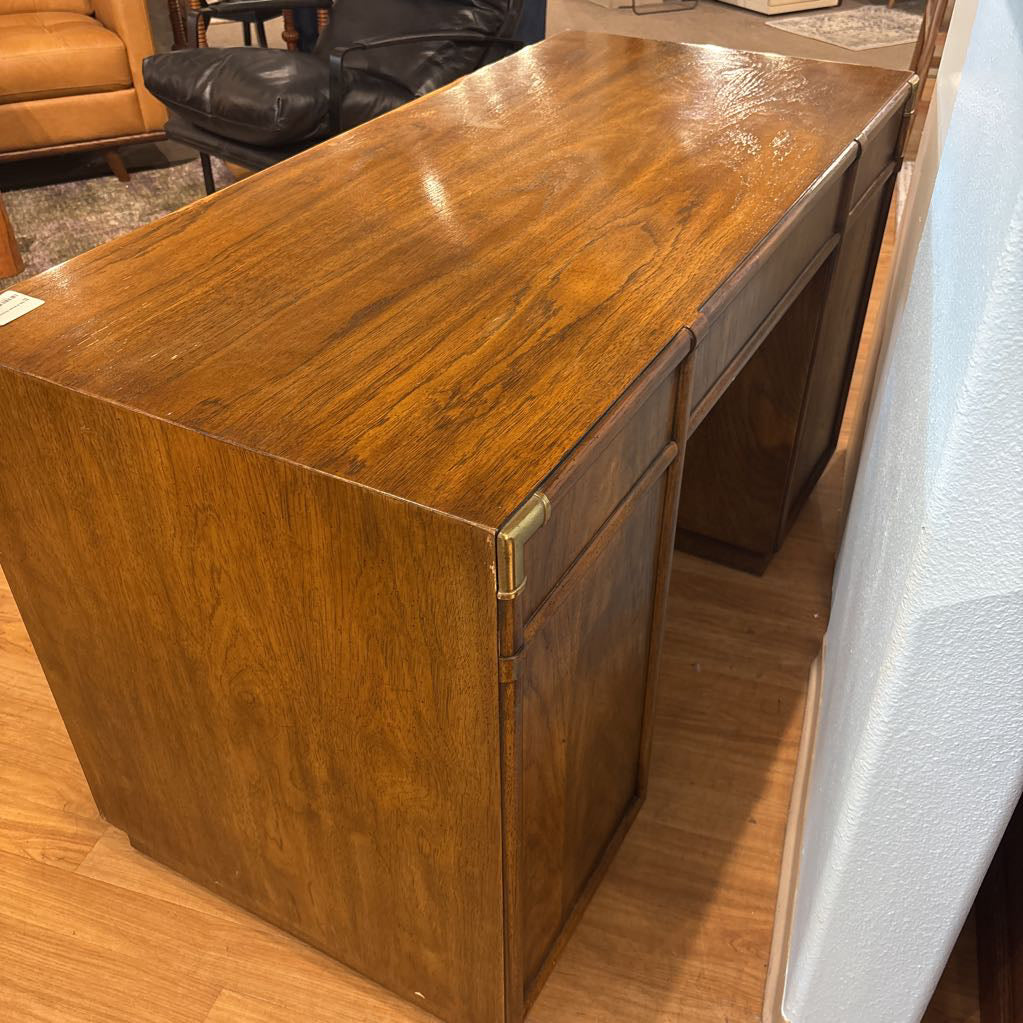 Mid Century Oak & Brass Hardware Desk