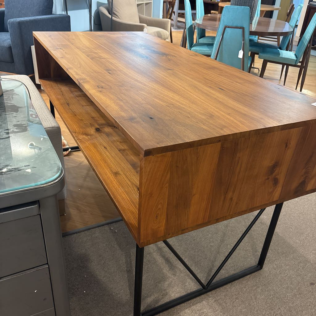 Crate & Barrel Rustic Finished Back Desk w/ Shelf