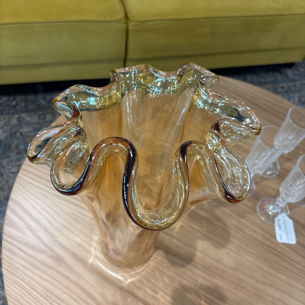 MCM Murano Style Amber Vase