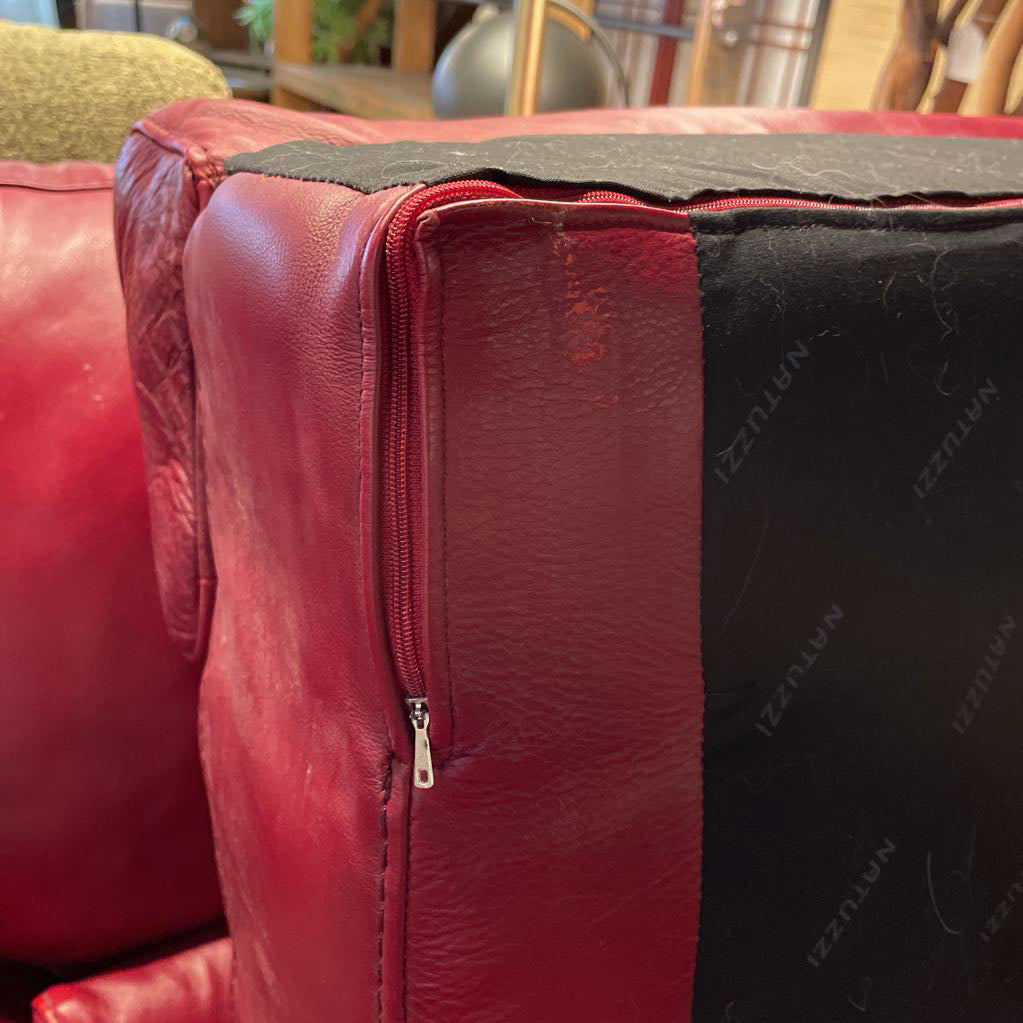 Natuzzi Red Leather Sofa - as is