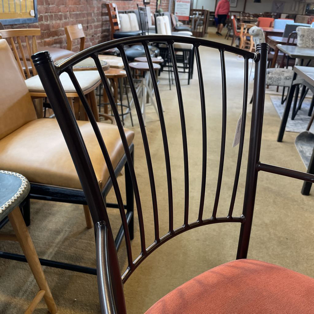 Brick Color Seat Metal Frame Swivel Barstool C STOOLS