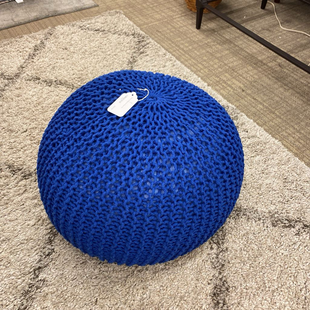 Blue Crocheted Pouf U OTTOMANS