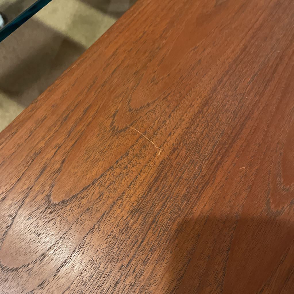 MCM Floating Top Teak Desk w Open Back Bookshelf C DESKS