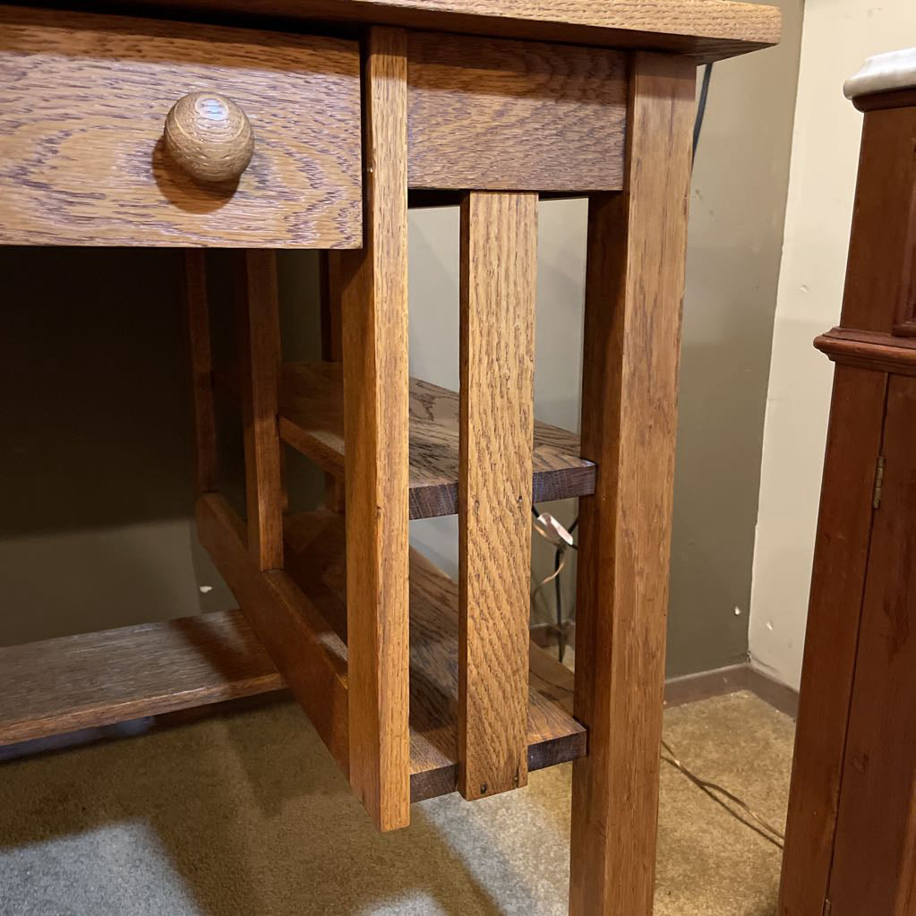 Vintage Oak Arts and Crafts Style One Drawer Desk C DESKS