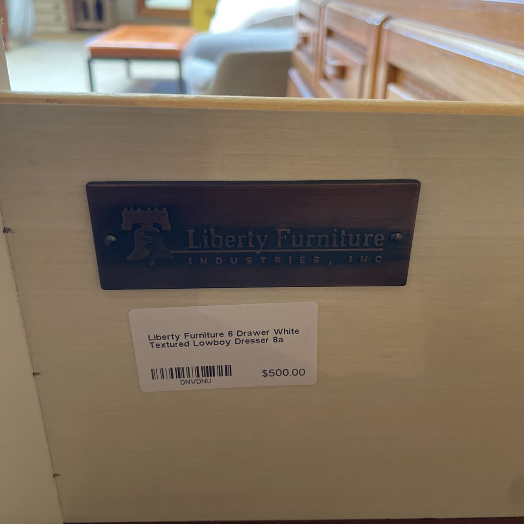 Liberty Furniture 6 Drawer White Textured Lowboy Dresser