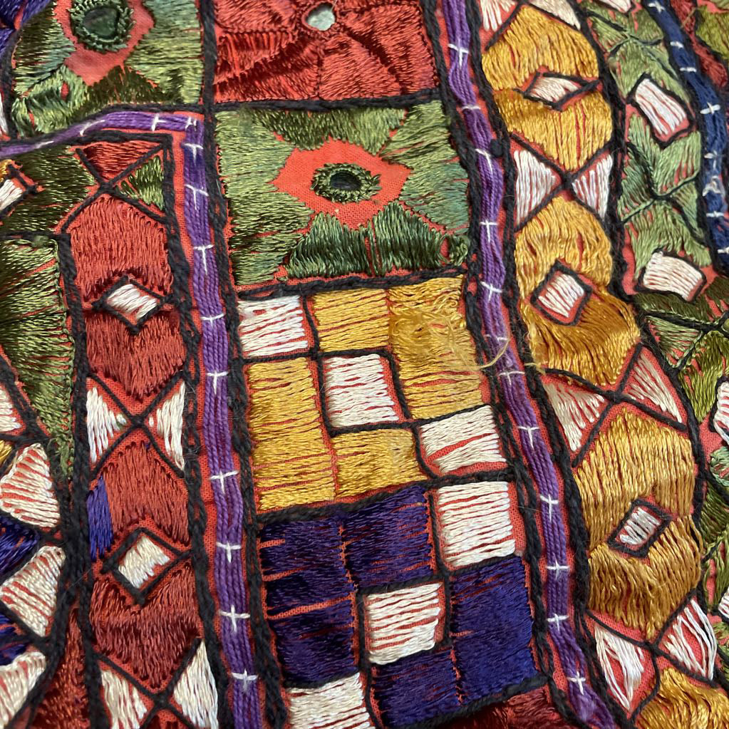 Pakistani Colorful Embroidered Panel w/ Mirrors