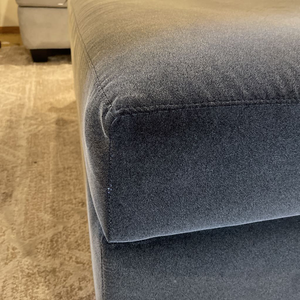 AS IS Crate & Barrel Grey Velvet Lift Top Ottoman U OTTOMANS